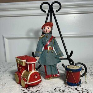 Vintage Russian felt soldier Christmas ornament plus